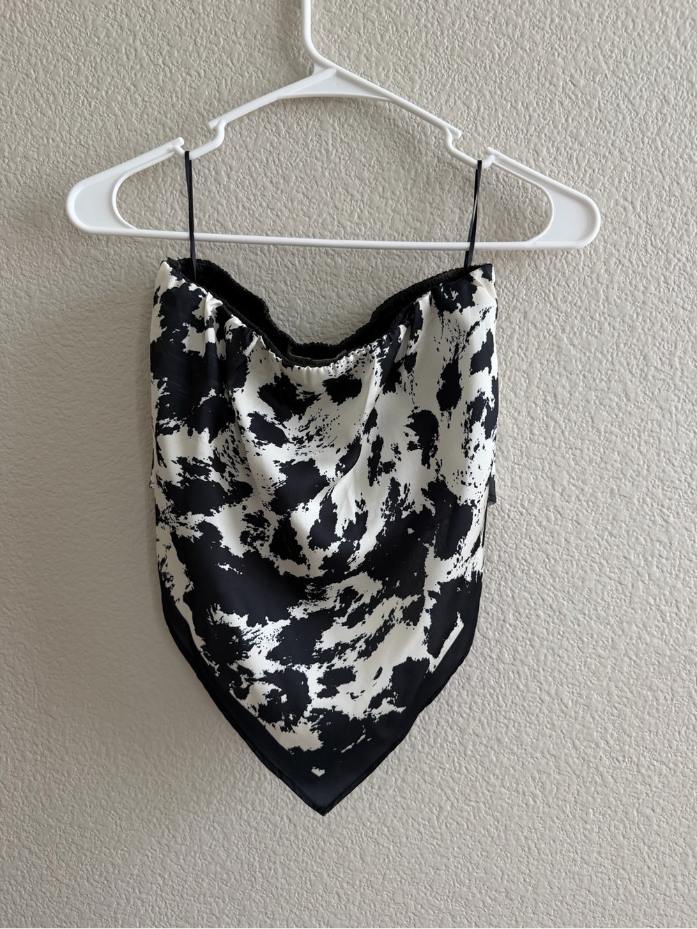 Black & White Cow Print Bandana Cowl Top